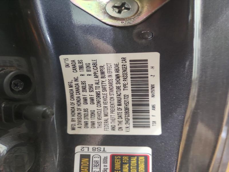 Aukcja sprzedaży 2015 Honda Civic, vin: 2HGFG3B08FH521722, numer aukcji: 52735916