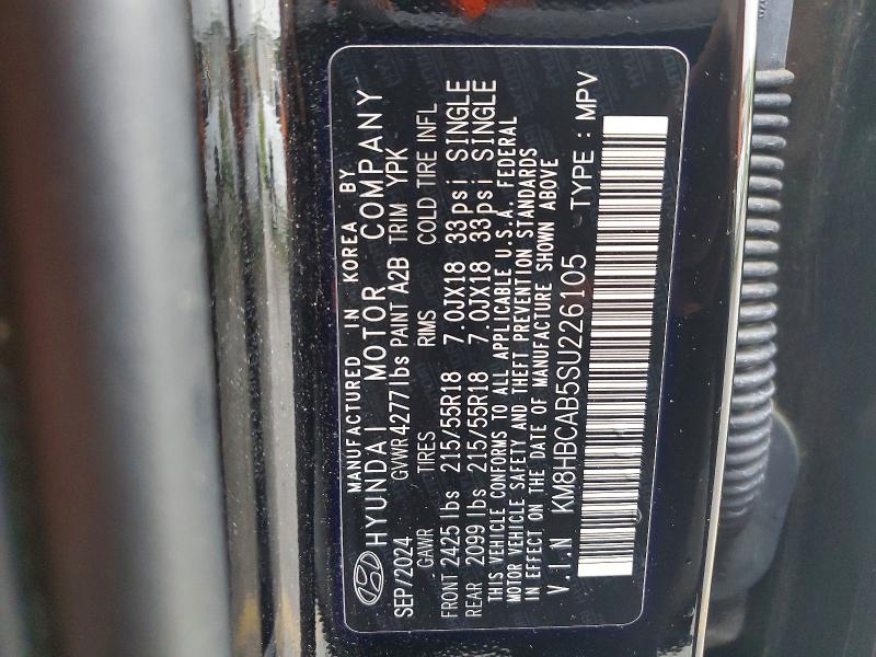 53893796 :رقم المزاد ، KM8HBCAB5SU226105 vin ، 2025 Hyundai Kona مزاد بيع