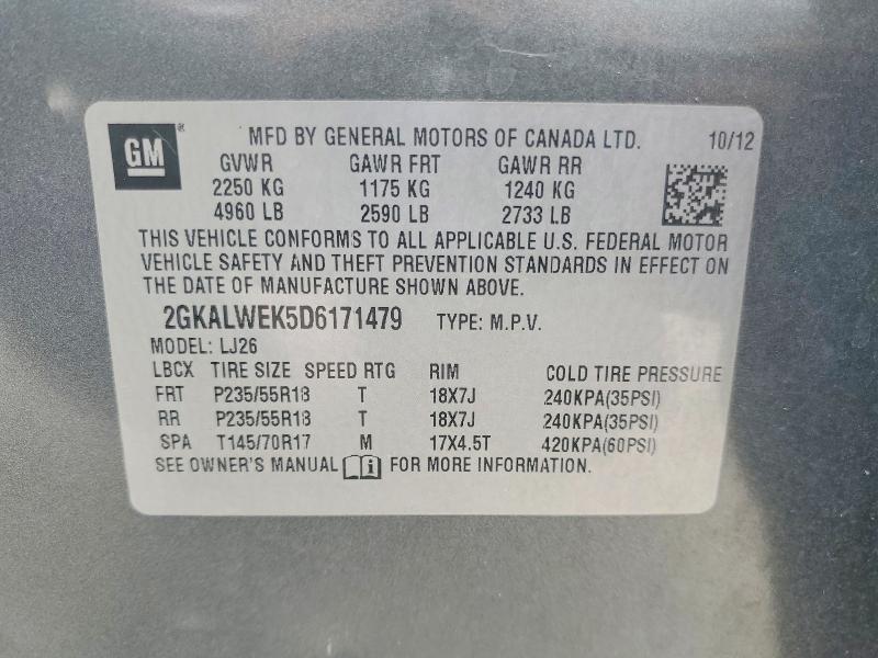 53084276 :رقم المزاد ، 2GKALWEK5D6171479 vin ، 2013 Gmc Terrain مزاد بيع
