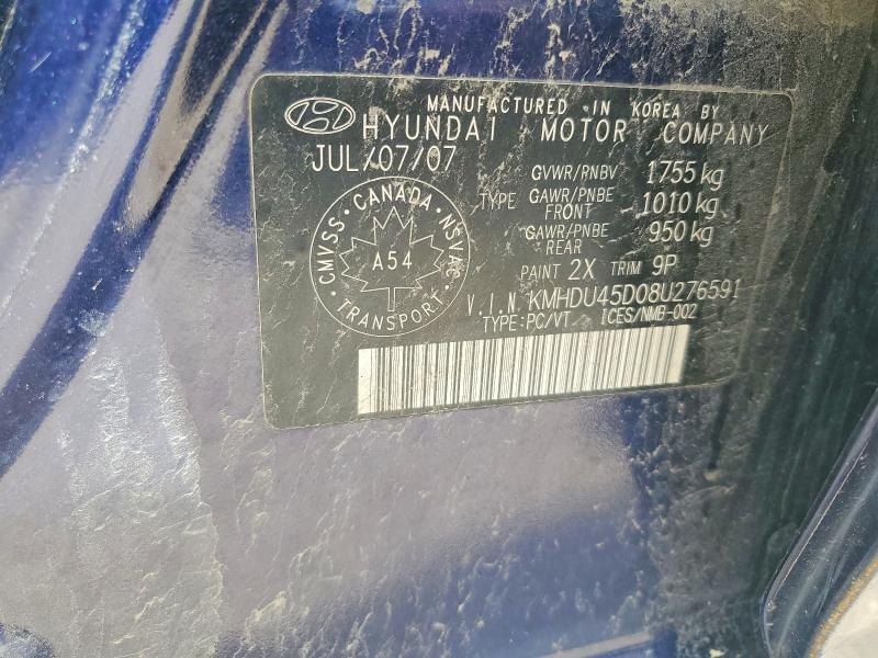 Продаж на аукціоні авто 2008 Hyundai Elantra, vin: KMHDU45D08U276591, номер лоту: 54977886