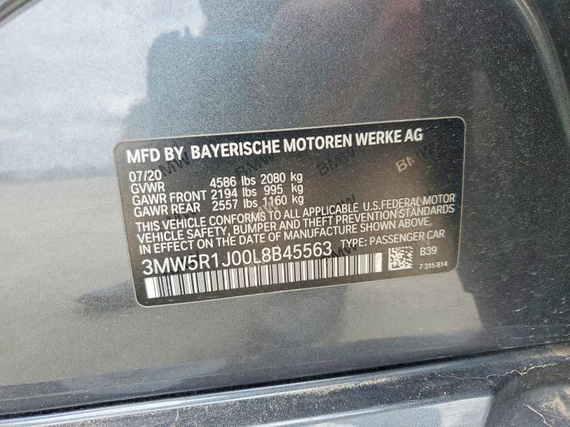 Продажа на аукционе авто 2020 Bmw 330i, vin: 3MW5R1J00L8B45563, номер лота: 53070336