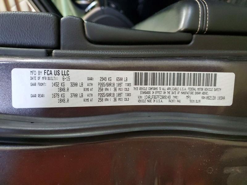 54697836 :رقم المزاد ، 1C4RJFBG7FC909149 vin ، 2015 Jeep Grand Cherokee مزاد بيع