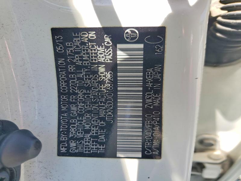 54295536 :رقم المزاد ، JTDKN3DUXD1687285 vin ، 2013 Toyota Prius مزاد بيع
