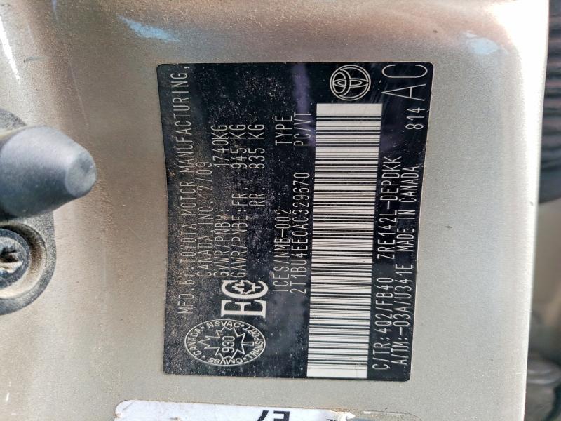 53973326 :رقم المزاد ، 2T1BU4EE0AC329670 vin ، 2010 Toyota Corolla مزاد بيع