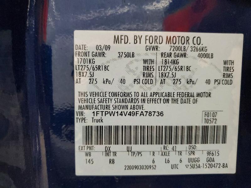 Aukcja sprzedaży 2009 Ford F150, vin: 1FTPW14V49FA78736, numer aukcji: 53450926