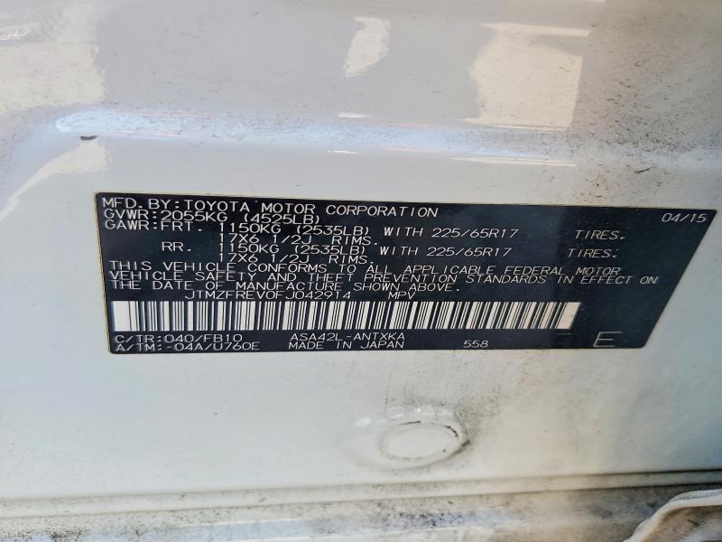 54228336 :رقم المزاد ، JTMZFREV0FJ042914 vin ، 2015 Toyota Rav4 مزاد بيع