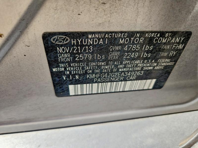 53311966 :رقم المزاد ، KMHFG4JG2EA349263 vin ، 2014 Hyundai Azera مزاد بيع