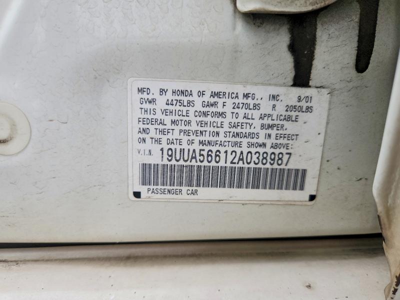 2002 Acura 3.2tl მანქანა იყიდება აუქციონზე, vin: 19UUA56612A038987, აუქციონის ნომერი: 54799006