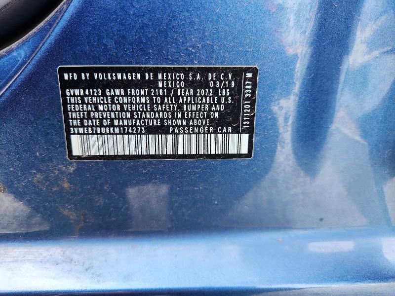 53035116 :رقم المزاد ، 3VWEB7BU6KM174273 vin ، 2019 Volkswagen Jetta مزاد بيع
