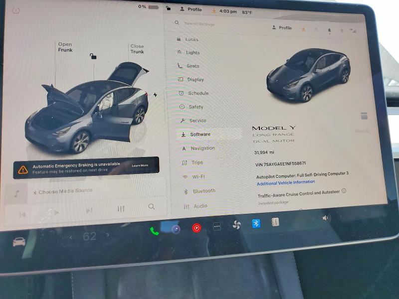 Aukcja sprzedaży 2022 Tesla Model Y, vin: 7SAYGAEE1NF558671, numer aukcji: 54867086