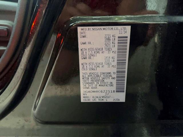 Продаж на аукціоні авто 2015 Nissan Pathfinder, vin: 5N1AR2MN4FC622518, номер лоту: 55458806