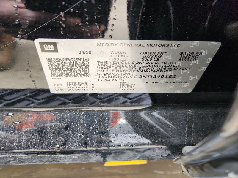 Aukcja sprzedaży 2019 Chevrolet Tahoe, vin: 1GNSKAKC3KR340166, numer aukcji: 52534196