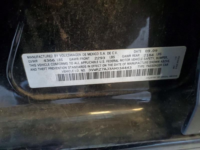 2010 Volkswagen Jetta მანქანა იყიდება აუქციონზე, vin: 3VWRZ7AJ3AM034443, აუქციონის ნომერი: 52386106