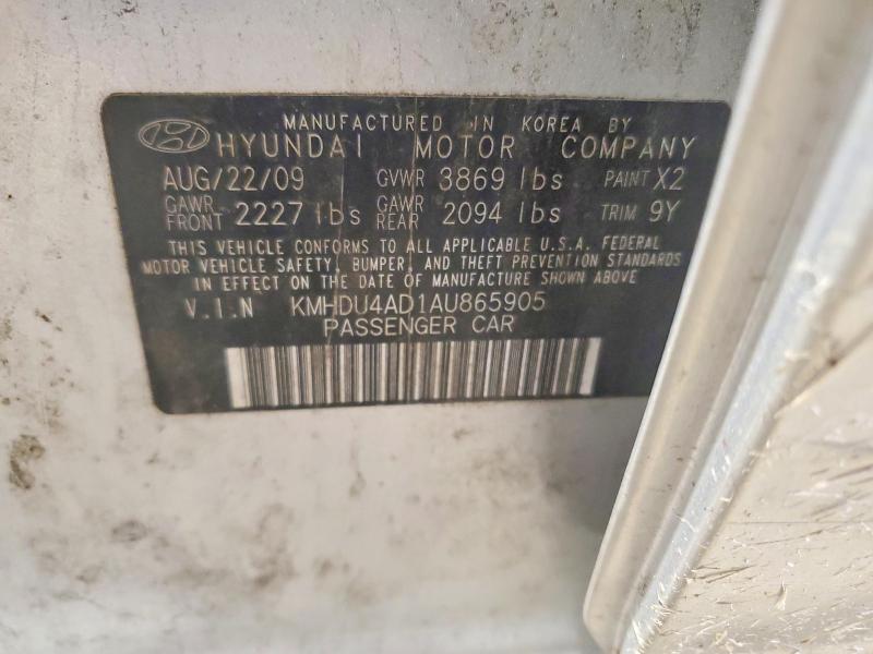 54316956 :رقم المزاد ، KMHDU4AD1AU865905 vin ، 2010 Hyundai Elantra مزاد بيع