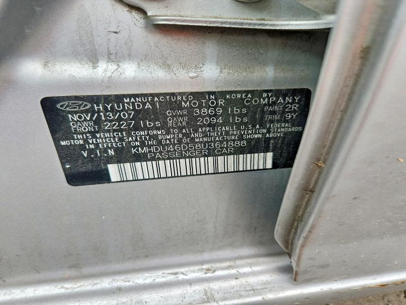 Продажа на аукционе авто 2008 Hyundai Elantra, vin: KMHDU46D58U364888, номер лота: 54181596