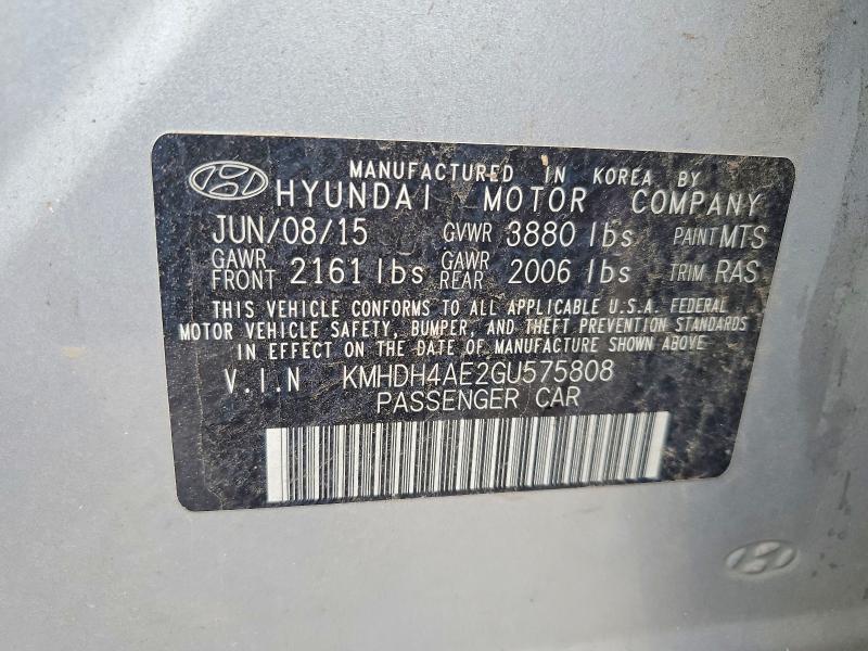 Продаж на аукціоні авто 2016 Hyundai Elantra, vin: KMHDH4AE2GU575808, номер лоту: 54097626
