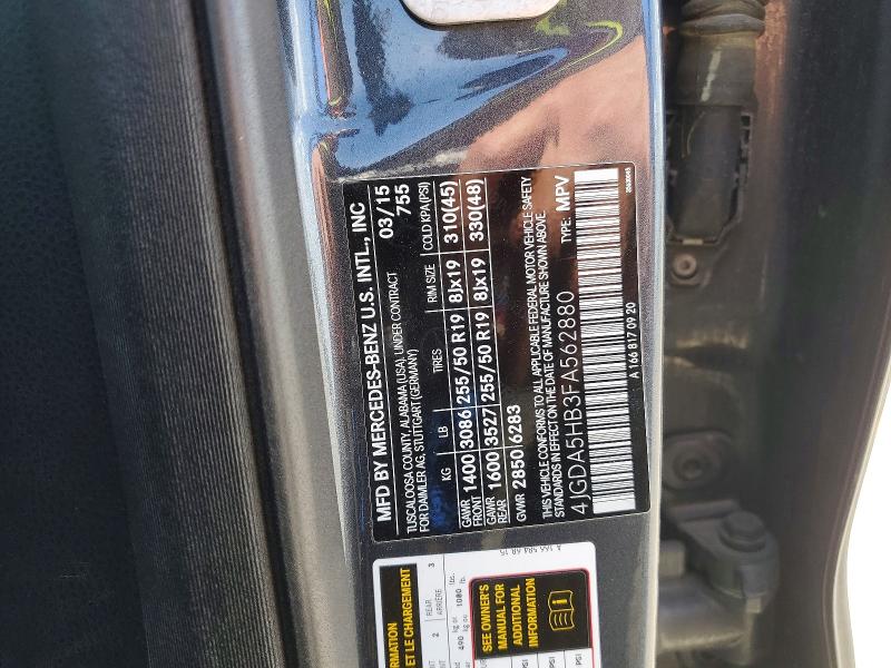 Продажа на аукционе авто 2015 Mercedes-benz Ml, vin: 4JGDA5HB3FA562880, номер лота: 53564426