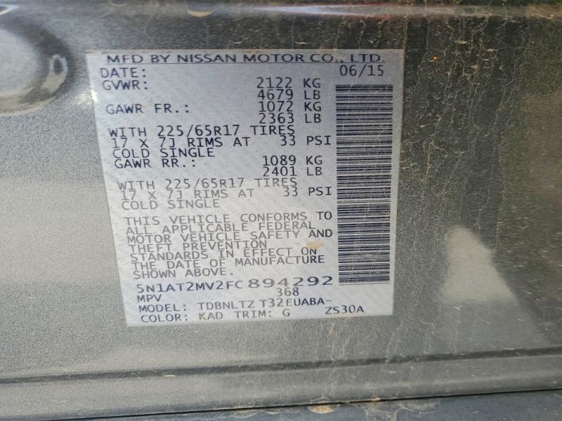 54708866 :رقم المزاد ، 5N1AT2MV2FC894292 vin ، 2015 Nissan Rogue مزاد بيع