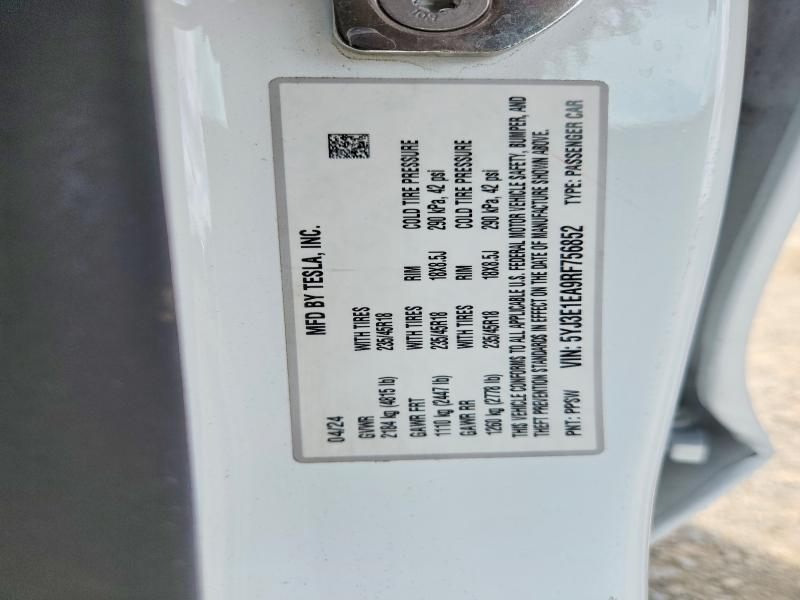Продаж на аукціоні авто 2024 Tesla Model 3, vin: 5YJ3E1EA9RF756852, номер лоту: 54827226