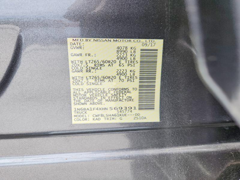 2017 Nissan Titan Xd მანქანა იყიდება აუქციონზე, vin: 1N6BA1F4XHN569391, აუქციონის ნომერი: 52681546