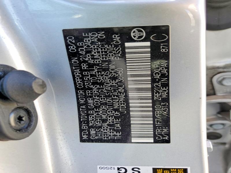 52212526 :رقم المزاد ، JTDEPMAE4MJ136960 vin ، 2021 Toyota Corolla مزاد بيع