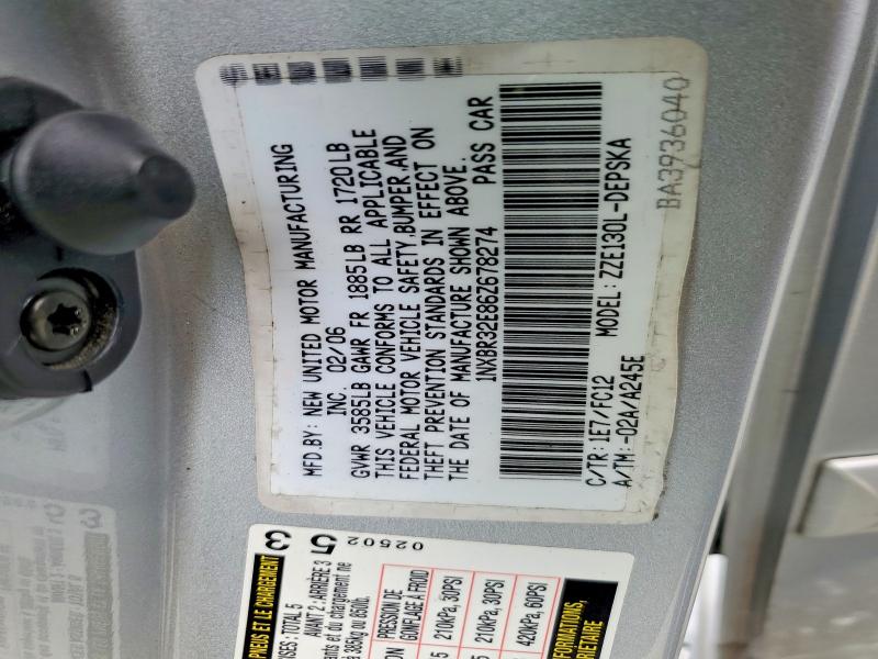 Auction sale of the 2006 Toyota Corolla, vin: 1NXBR32E86Z678274, lot number: 55441166