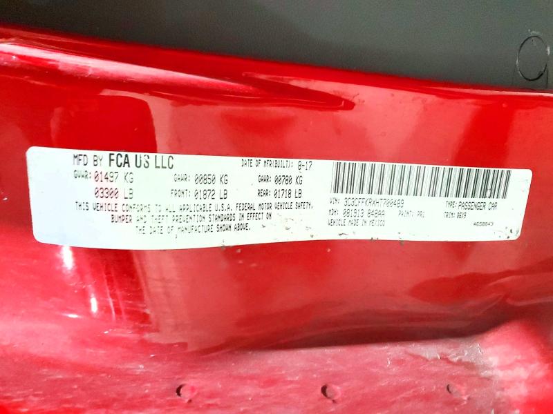 Продажа на аукционе авто 2017 Fiat 500, vin: 3C3CFFKRXHT700489, номер лота: 54497286