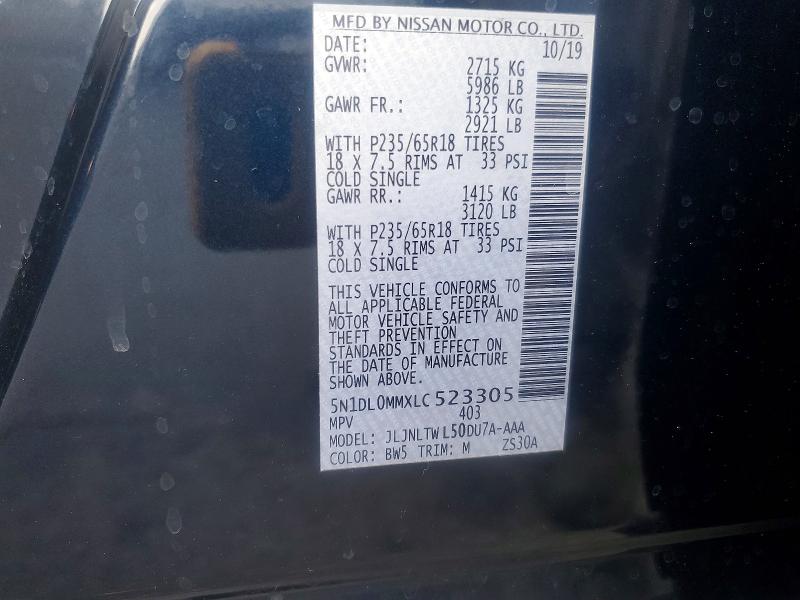 Продажа на аукционе авто 2020 Infiniti Qx60, vin: 5N1DL0MMXLC523305, номер лота: 55245076