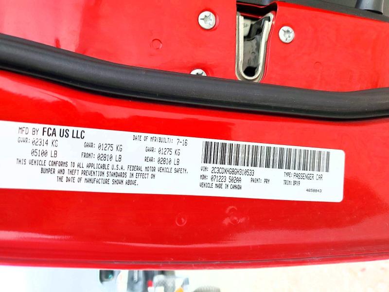 52424966 :رقم المزاد ، 2C3CDXHG8GH310533 vin ، 2016 Dodge Charger مزاد بيع