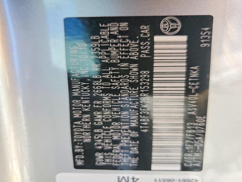 53384746 :رقم المزاد ، 4T4BF3EK2BR153298 vin ، 2011 Toyota Camry مزاد بيع