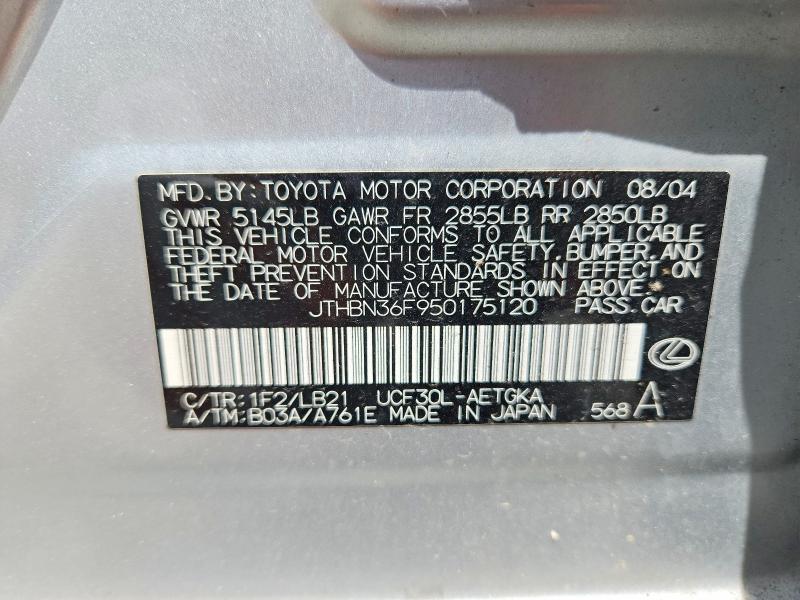 Aukcja sprzedaży 2005 Lexus Ls, vin: JTHBN36F950175120, numer aukcji: 53420566