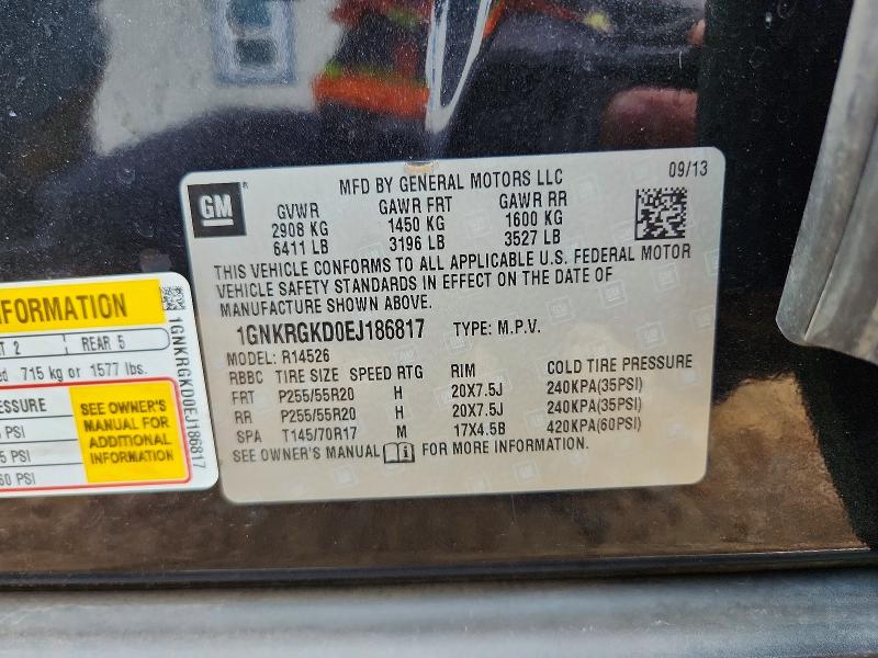 Продаж на аукціоні авто 2014 Chevrolet Traverse, vin: 1GNKRGKD0EJ186817, номер лоту: 54617536