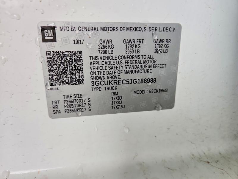 Aukcja sprzedaży 2018 Chevrolet Silverado, vin: 3GCUKREC5JG186988, numer aukcji: 49976496