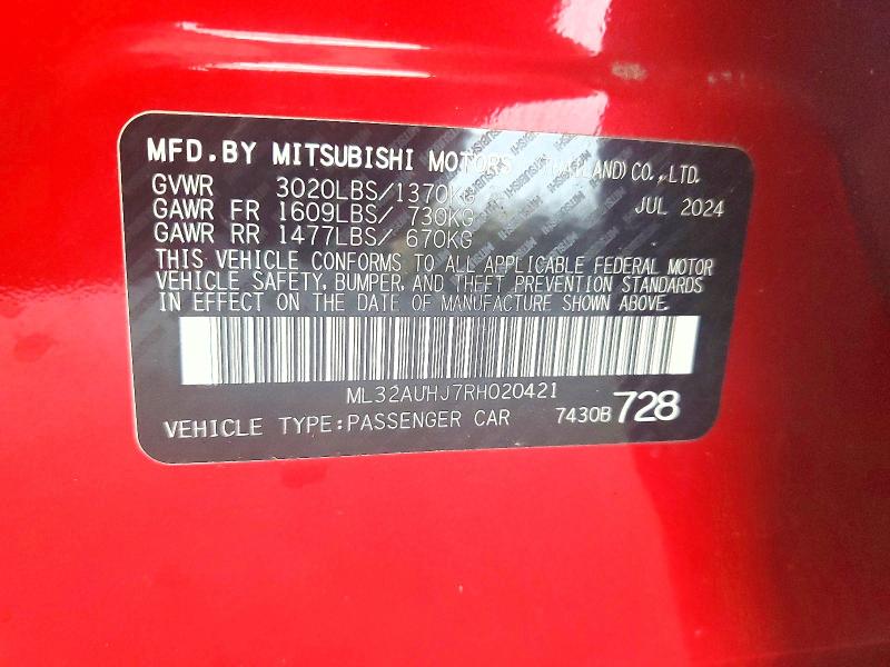 Aukcja sprzedaży 2024 Mitsubishi Mirage, vin: ML32AUHJ7RH020421, numer aukcji: 53524486