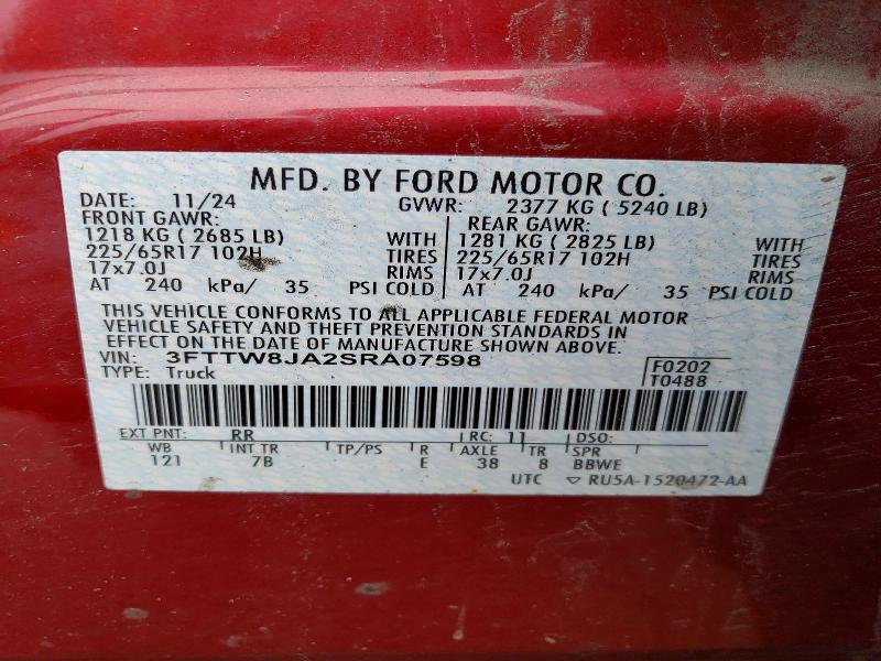 Продажа на аукционе авто 2025 Ford Maverick, vin: 3FTTW8JA2SRA07598, номер лота: 53000636
