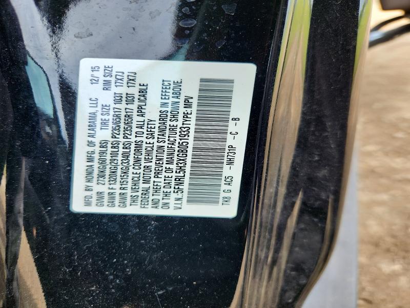 Продаж на аукціоні авто 2016 Honda Odyssey, vin: 5FNRL5H3XGB051933, номер лоту: 53549646