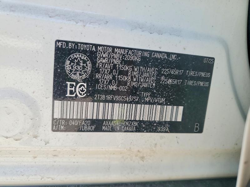 2025 Toyota Rav4 მანქანა იყიდება აუქციონზე, vin: 2T3B1RFV9SC549757, აუქციონის ნომერი: 52474646