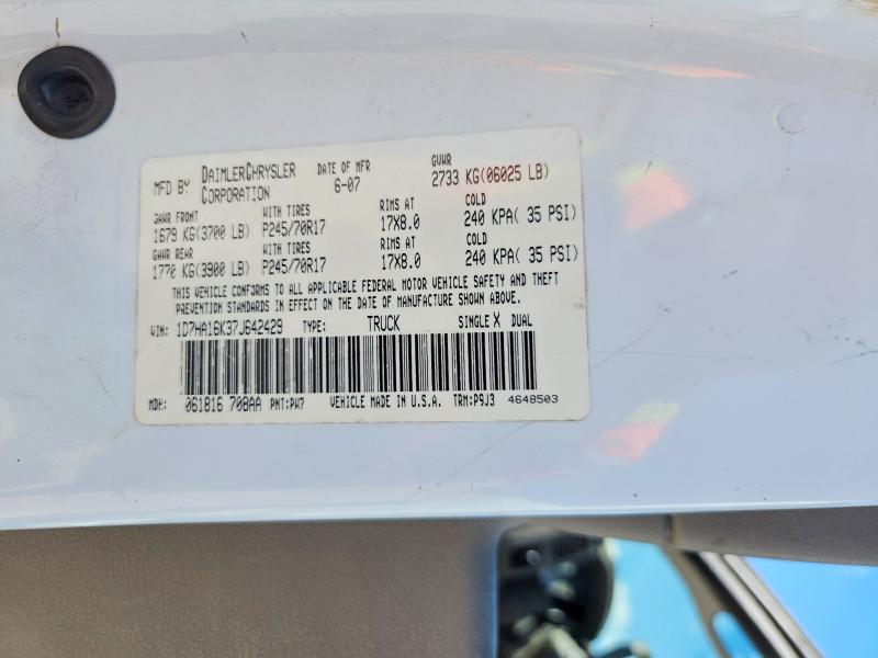 Продажа на аукционе авто 2007 Dodge Ram 1500, vin: 1D7HA16K37J642429, номер лота: 53546876