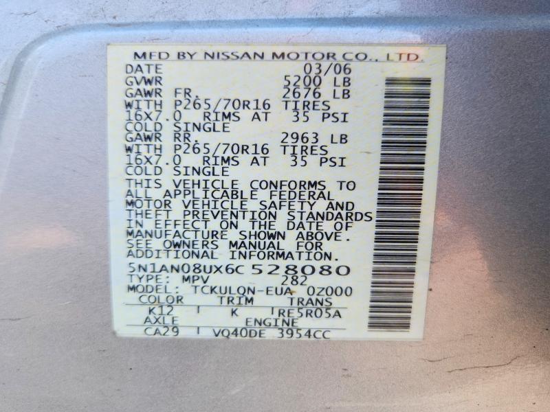 Продаж на аукціоні авто 2006 Nissan Xterra, vin: 5N1AN08UX6C528080, номер лоту: 54424126