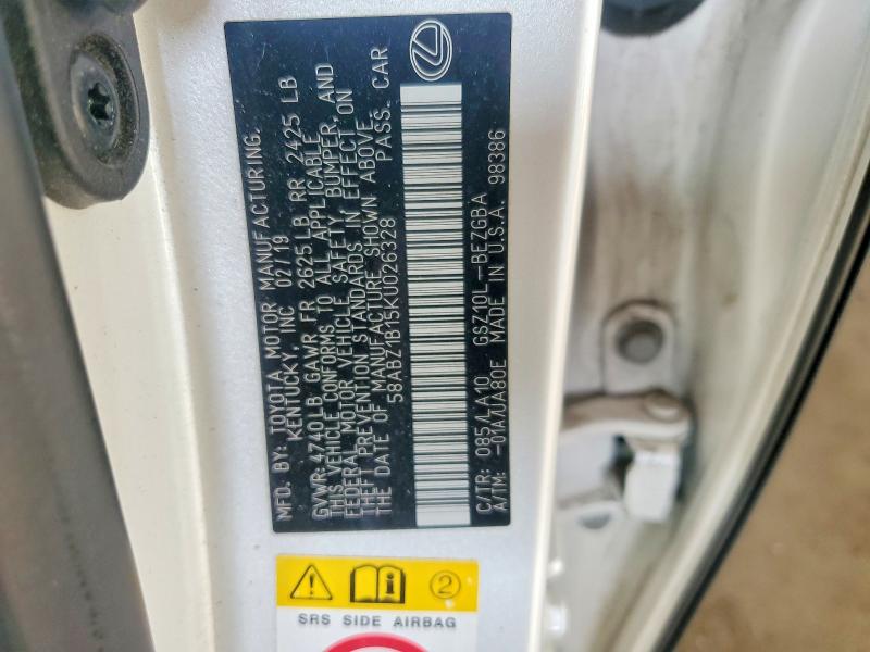 Продажа на аукционе авто 2019 Lexus Es, vin: 58ABZ1B15KU026328, номер лота: 54298156