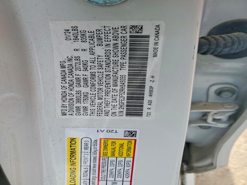 Продаж на аукціоні авто 2024 Honda Civic, vin: 2HGFE2F52RH545055, номер лоту: 54402906