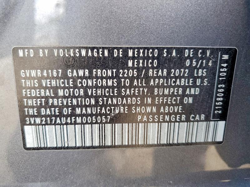 Продаж на аукціоні авто 2015 Volkswagen Golf, vin: 3VW217AU4FM005057, номер лоту: 54297986