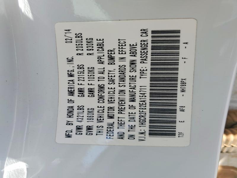 53955806 :رقم المزاد ، 1HGCR2F82EA154711 vin ، 2014 Honda Accord مزاد بيع