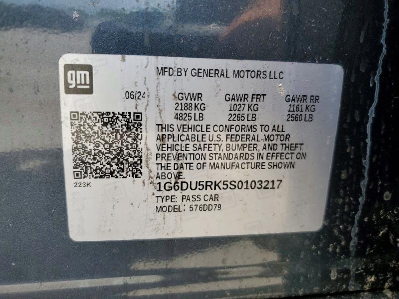 54077186 :رقم المزاد ، 1G6DU5RK5S0103217 vin ، 2025 Cadillac Ct5 مزاد بيع
