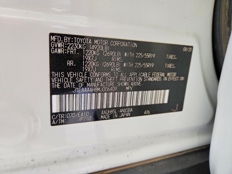 52009366 :رقم المزاد ، JTEAAAAH8MJ006409 vin ، 2021 Toyota Venza مزاد بيع