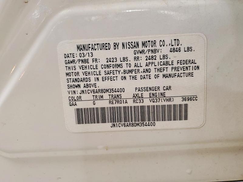 2013 Infiniti G37 Sedan მანქანა იყიდება აუქციონზე, vin: JN1CV6AR8DM354400, აუქციონის ნომერი: 53454226
