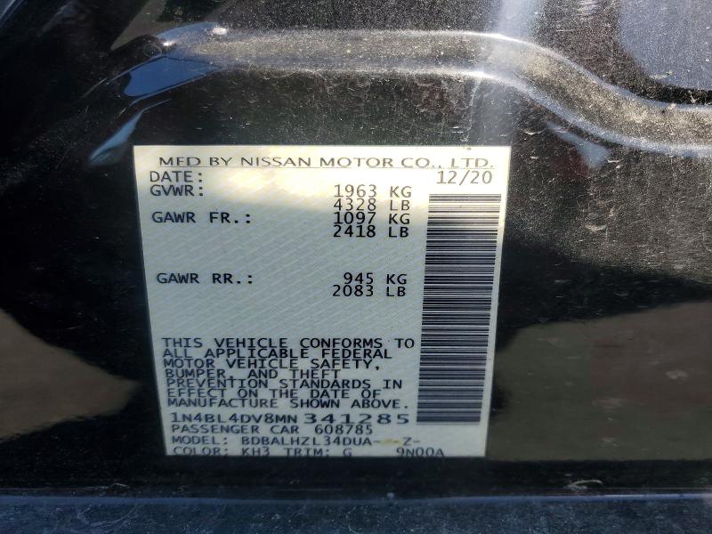 Продажа на аукционе авто 2021 Nissan Altima, vin: 1N4BL4DV8MN341285, номер лота: 54212926