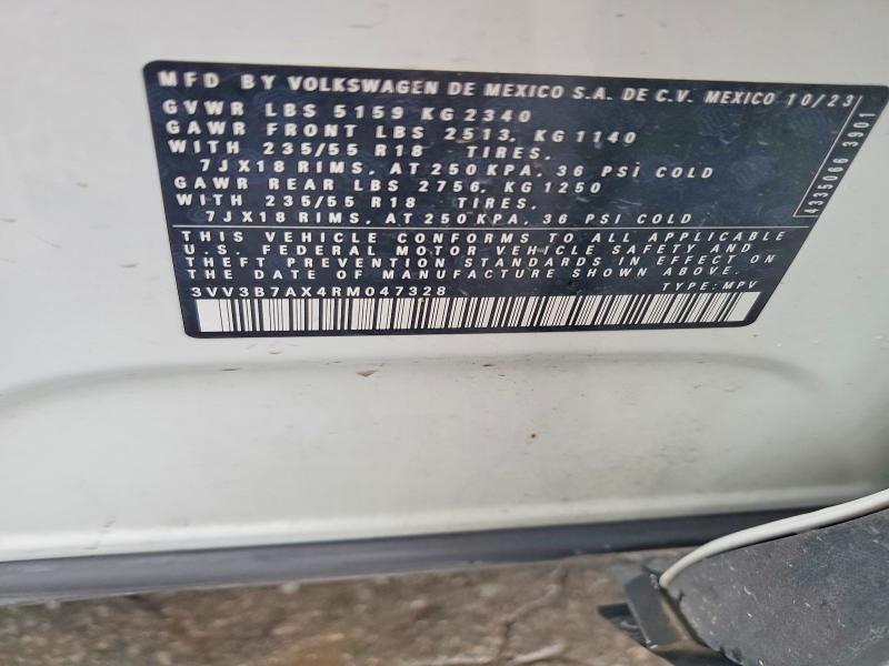 2024 Volkswagen Tiguan მანქანა იყიდება აუქციონზე, vin: 3VV3B7AX4RM047328, აუქციონის ნომერი: 54590596