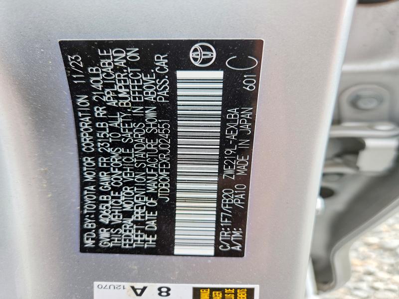 Продажа на аукционе авто 2024 Toyota Corolla Hybrid, vin: JTDBCMFEXRJ024551, номер лота: 54714506