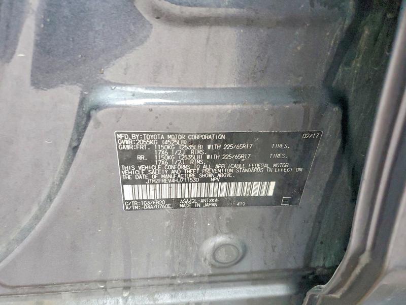 Aukcja sprzedaży 2017 Toyota Rav4, vin: JTMZFREV4HJ711530, numer aukcji: 52407646